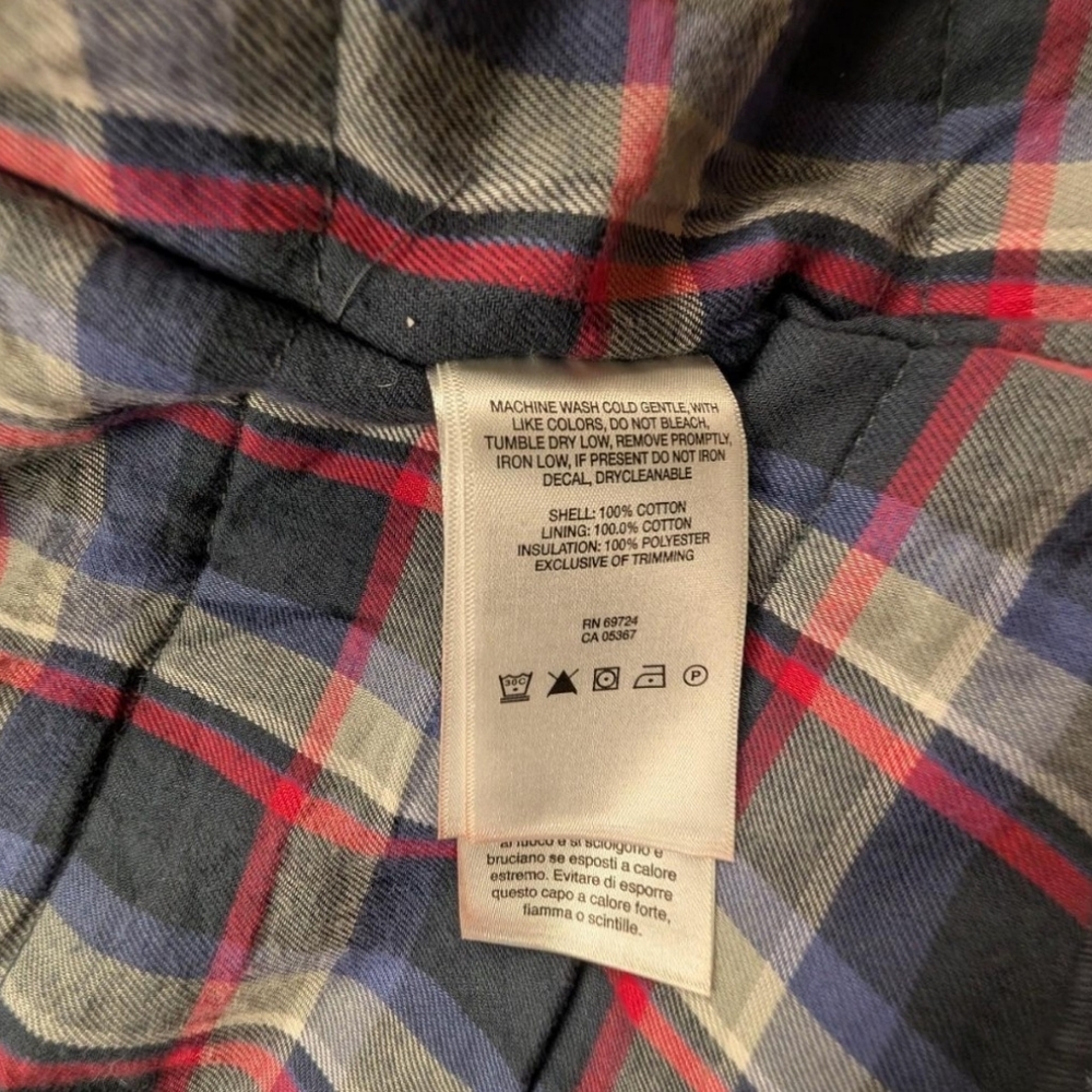 Columbia navy blue vest hood and plaid lining waist cinch size L Outdoor Camping - Picture 5 of 7